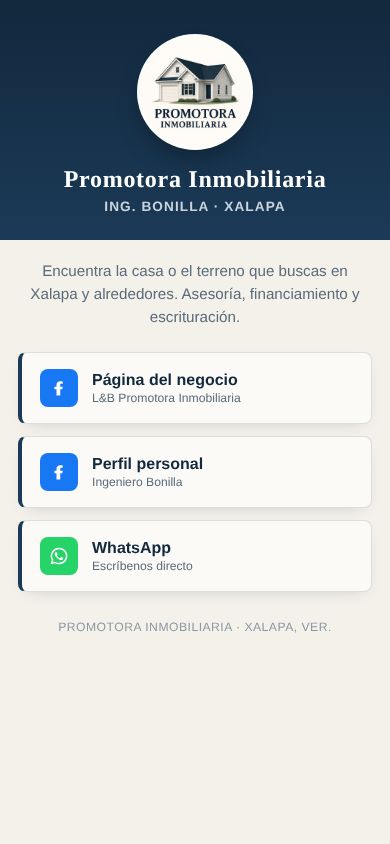 Tarjeta digital de Promotora Inmobiliaria